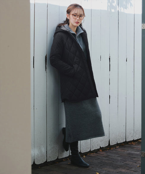 【安田美沙子さん着用】中綿キルティングフードコート