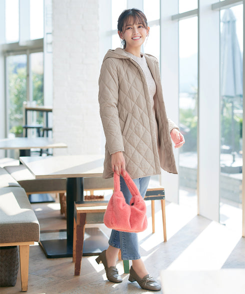 【安田美沙子さん着用】中綿キルティングフードコート