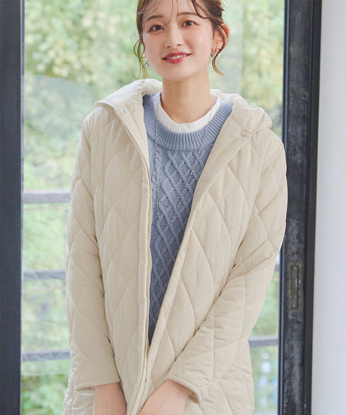 【安田美沙子さん着用】中綿キルティングフードコート