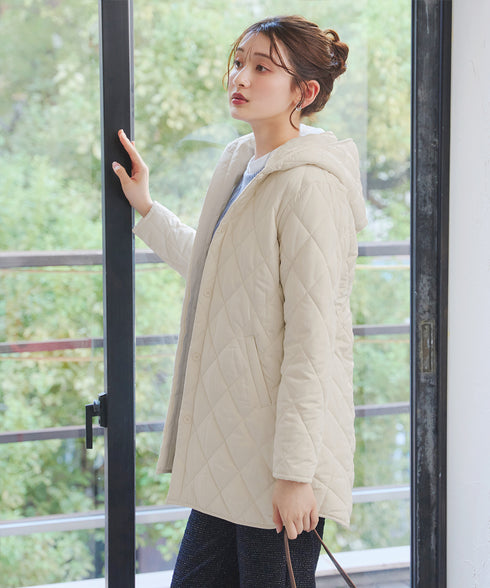 【安田美沙子さん着用】中綿キルティングフードコート