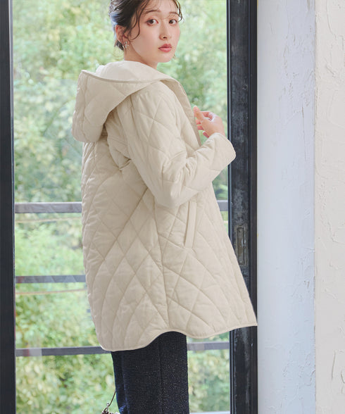 【安田美沙子さん着用】中綿キルティングフードコート