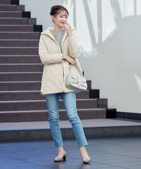 【安田美沙子さん着用】中綿キルティングフードコート