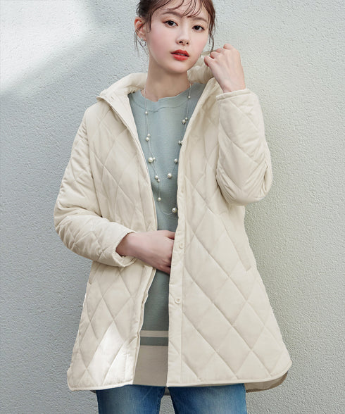 【安田美沙子さん着用】中綿キルティングフードコート