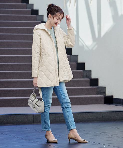 【安田美沙子さん着用】中綿キルティングフードコート