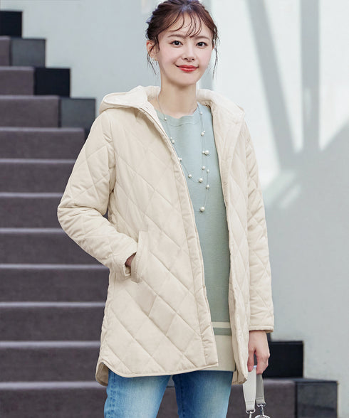 【安田美沙子さん着用】中綿キルティングフードコート