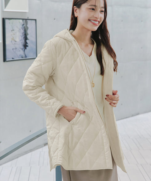 【安田美沙子さん着用】中綿キルティングフードコート