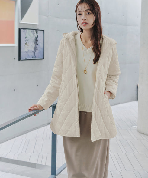 【安田美沙子さん着用】中綿キルティングフードコート