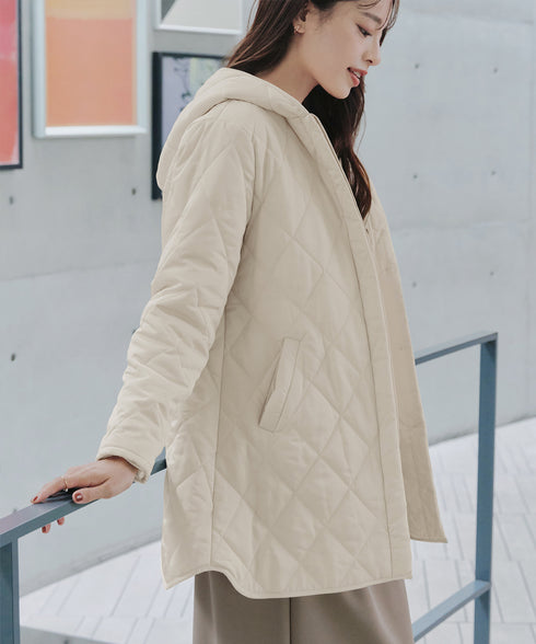 【安田美沙子さん着用】中綿キルティングフードコート