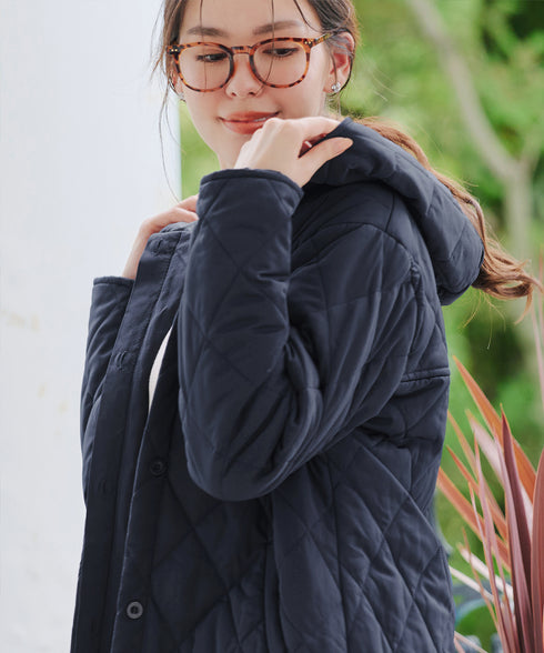 【安田美沙子さん着用】中綿キルティングフードコート