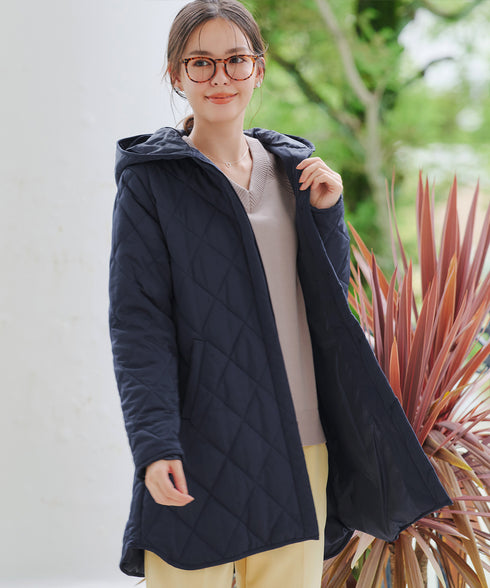 【安田美沙子さん着用】中綿キルティングフードコート