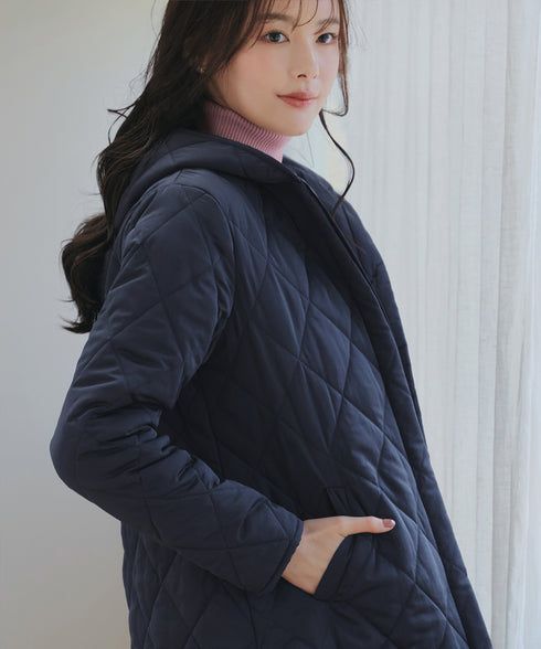 【安田美沙子さん着用】中綿キルティングフードコート