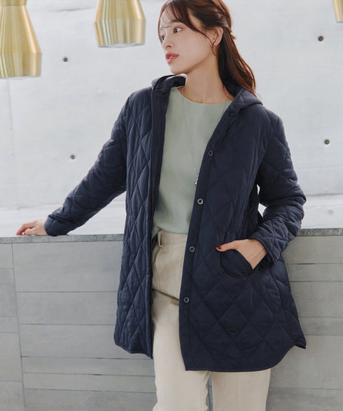 【安田美沙子さん着用】中綿キルティングフードコート