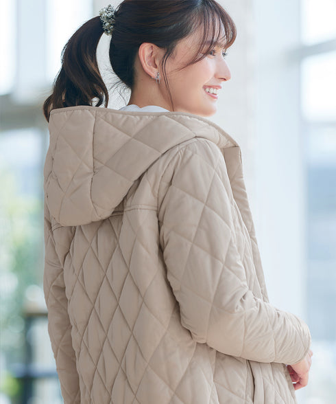 【安田美沙子さん着用】中綿キルティングフードコート