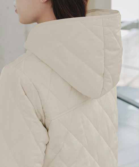 【安田美沙子さん着用】中綿キルティングフードコート