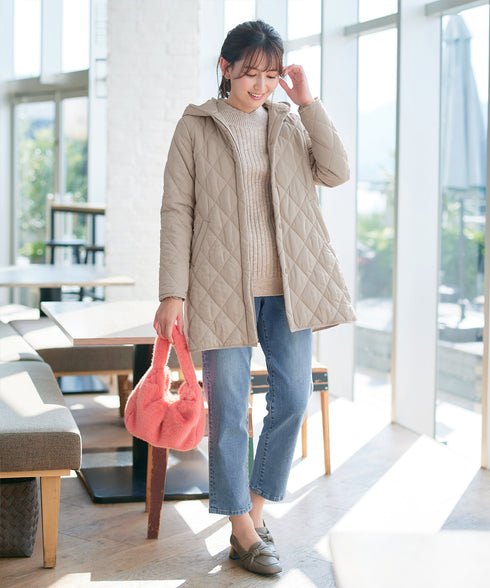 【安田美沙子さん着用】中綿キルティングフードコート