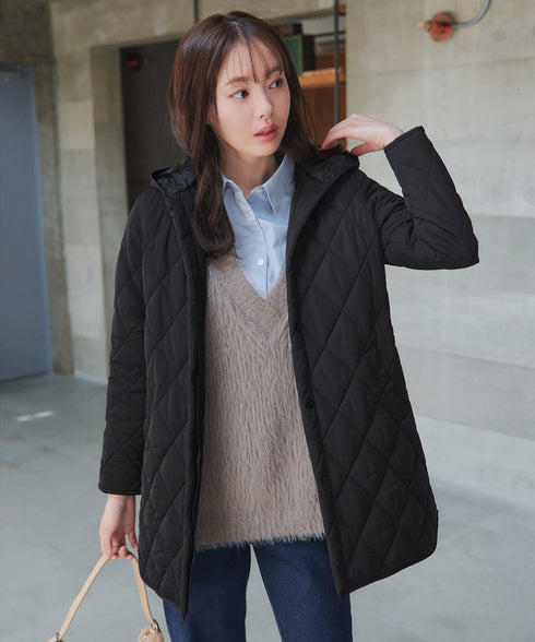 【安田美沙子さん着用】中綿キルティングフードコート