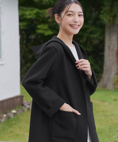 【クリアランスセール】ダブルフェイスニットロングコート