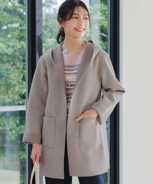 【クリアランスセール】ダブルフェイスニットロングコート