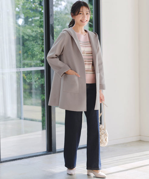 【クリアランスセール】ダブルフェイスニットロングコート