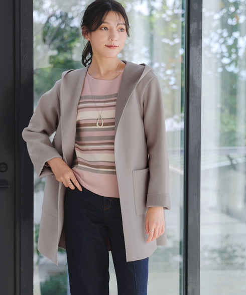 【クリアランスセール】ダブルフェイスニットロングコート