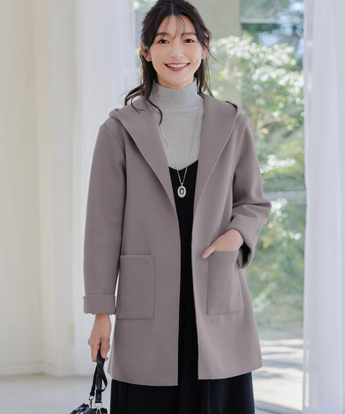 【クリアランスセール】ダブルフェイスニットロングコート