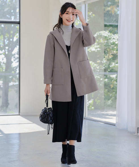 【クリアランスセール】ダブルフェイスニットロングコート