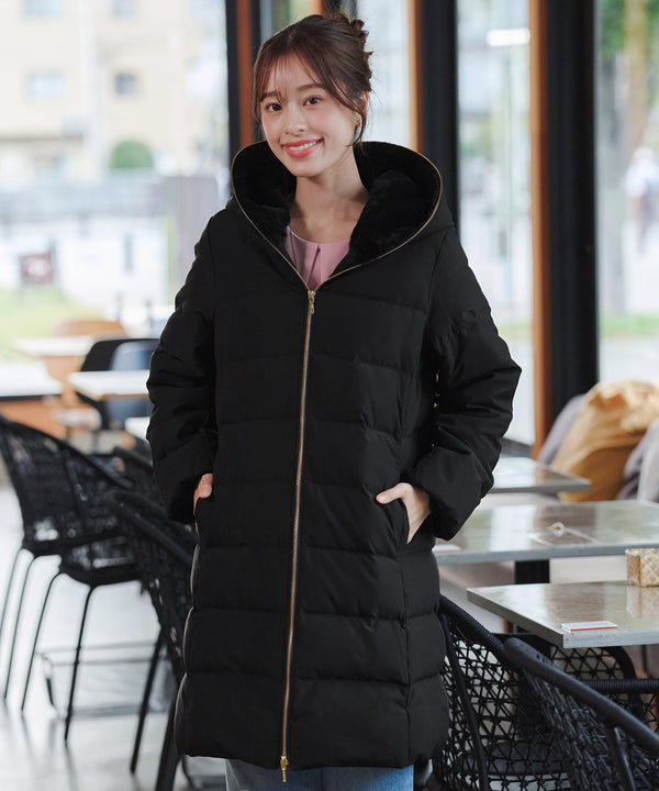 フード裏エコファーダウンコート