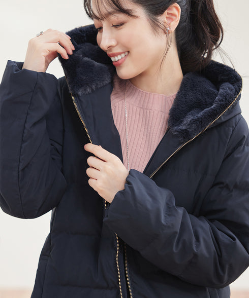 フード裏エコファーダウンコート