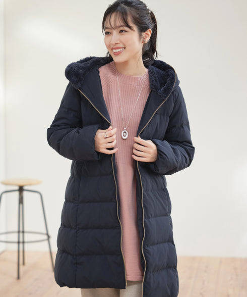 フード裏エコファーダウンコート