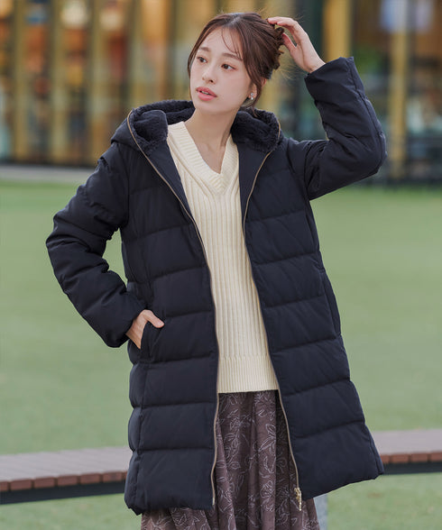 フード裏エコファーダウンコート