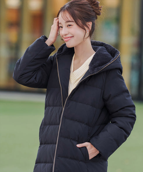 フード裏エコファーダウンコート