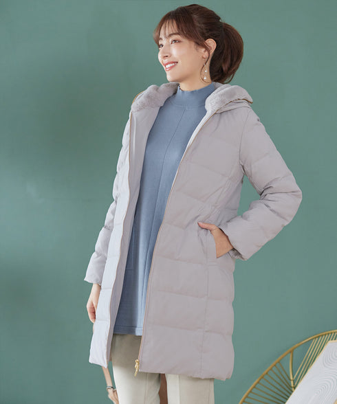 フード裏エコファーダウンコート