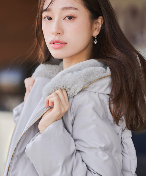 フード裏エコファーダウンコート