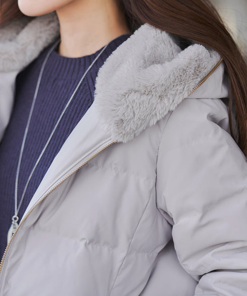 フード裏エコファーダウンコート