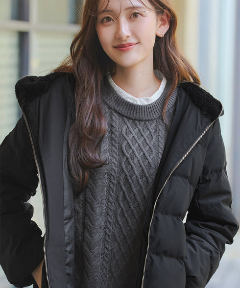 フード裏エコファーダウンコート