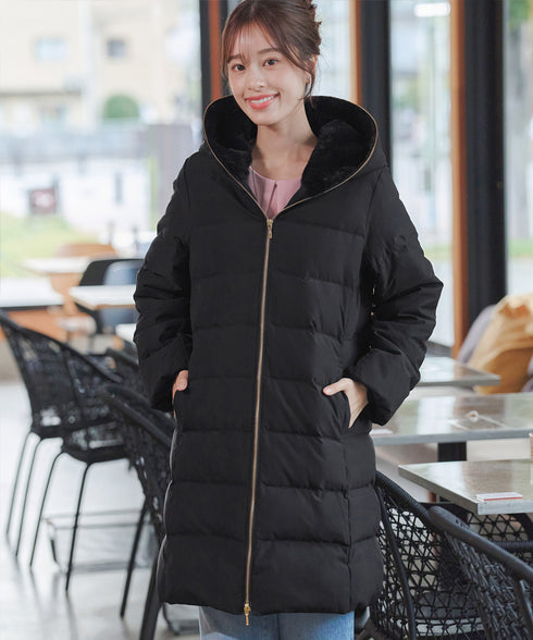 フード裏エコファーダウンコート