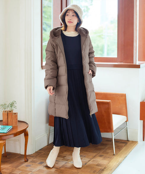 フード裏エコファーダウンコート