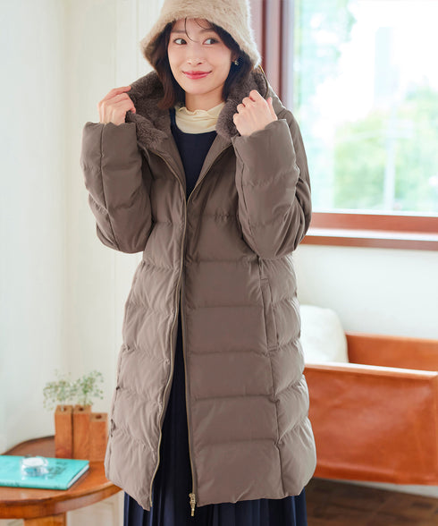 フード裏エコファーダウンコート