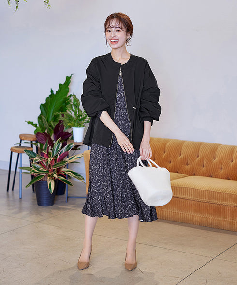 【アウトレット】花柄シフォン袖ワンピース