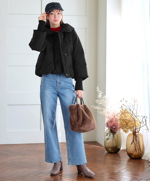 袖口リブデザインシームレスダウン