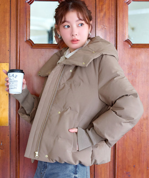 袖口リブデザインシームレスダウン