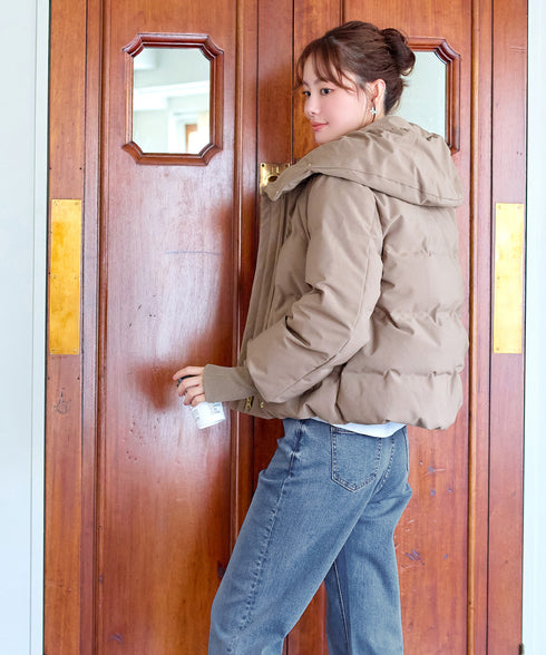 袖口リブデザインシームレスダウン