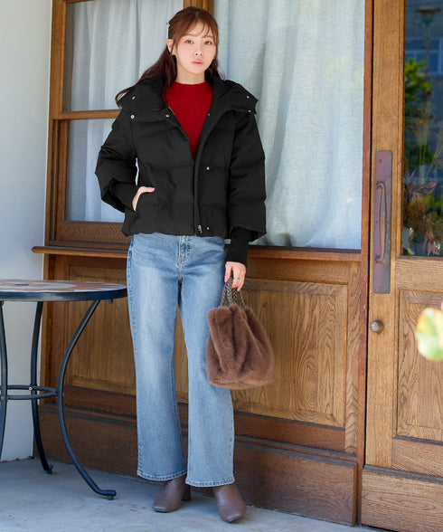 袖口リブデザインシームレスダウン