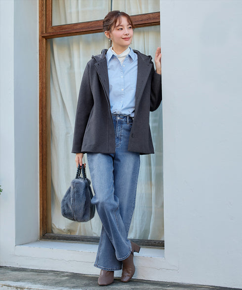 【安田美沙子さん着用】ストレッチワイドデニム