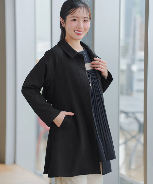 ステンカラーフレアミドルコート