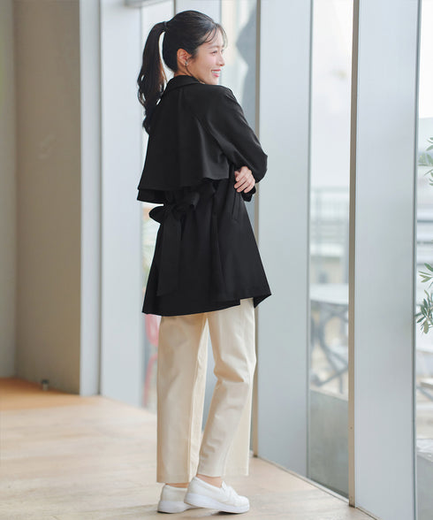 ステンカラーフレアミドルコート