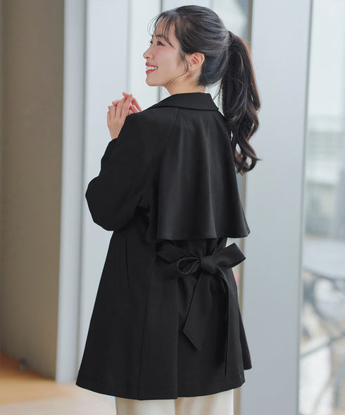 ステンカラーフレアミドルコート