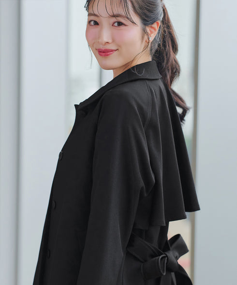 ステンカラーフレアミドルコート