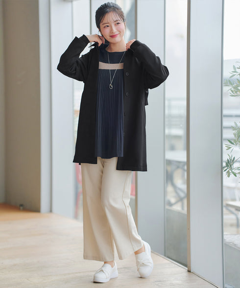 ステンカラーフレアミドルコート