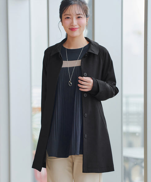 ステンカラーフレアミドルコート